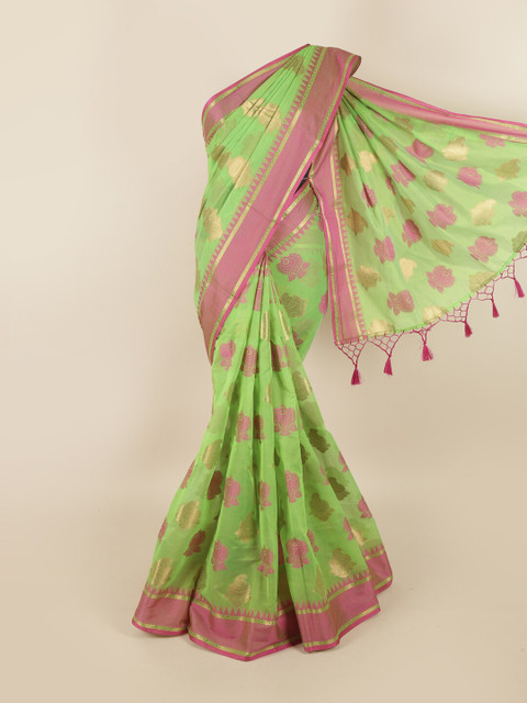 

Pothys Green & Pink Woven Design Zari Saree