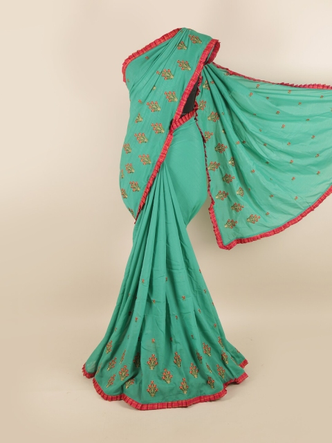 

Pothys Green Floral Art Silk Saree