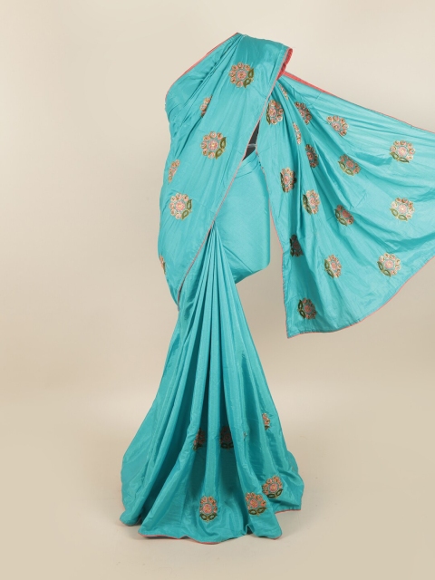 

Pothys Blue Floral Art Silk Saree