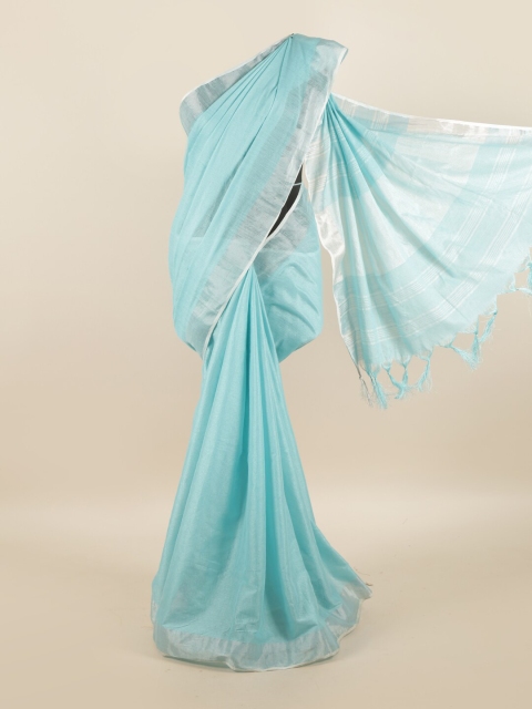 

Pothys Blue Linen Blend Saree