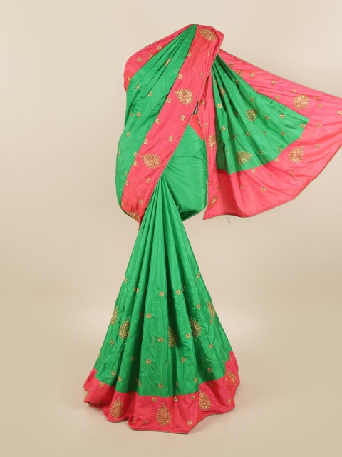 

Pothys Green Embellished Art Silk Saree