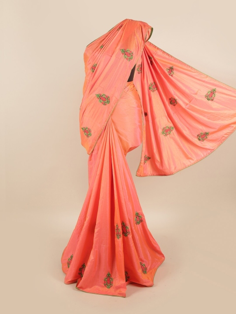 

Pothys Peach-Coloured Embellished Art Silk Saree