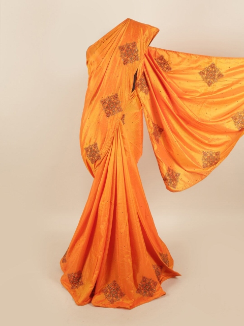 

Pothys Orange Floral Art Silk Saree