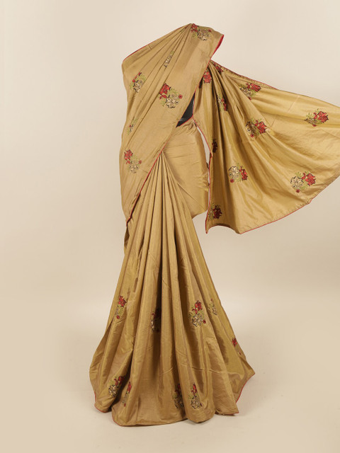 

Pothys Tan Brown & Red Floral Art Silk Saree