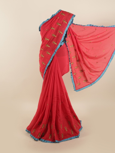 

Pothys Red & Green Ethnic Motifs Art Silk Saree