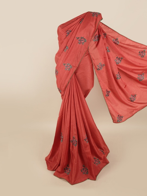 

Pothys Pink & Blue Floral Art Silk Saree