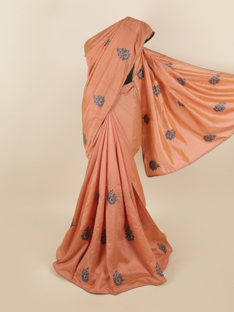 

Pothys Pink & Grey Floral Embroidered Art Silk Saree