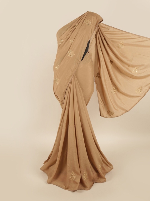

Pothys Tan Floral Art Silk Saree