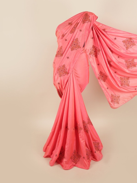

Pothys Pink & Red Floral Art Silk Saree