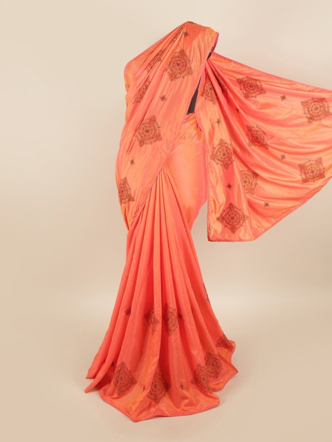 

Pothys Pink & Brown Embellished Art Silk Saree