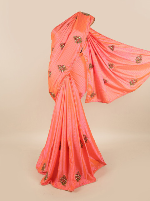 

Pothys Pink & Green Checked Art Silk Saree