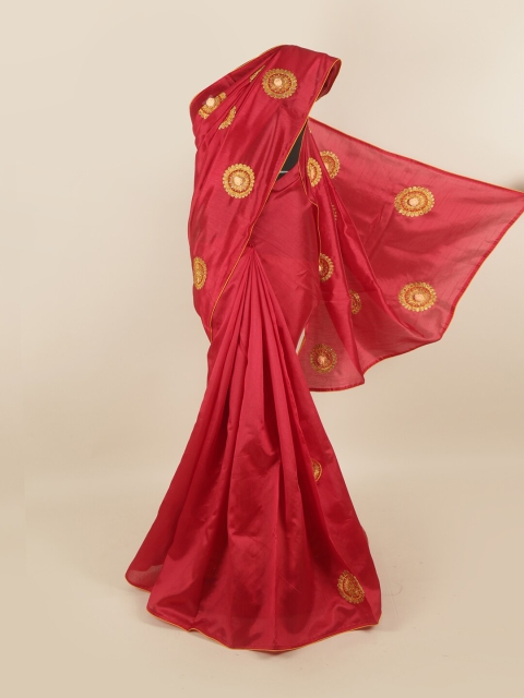 

Pothys Maroon & Orange Ethnic Motifs Art Silk Saree