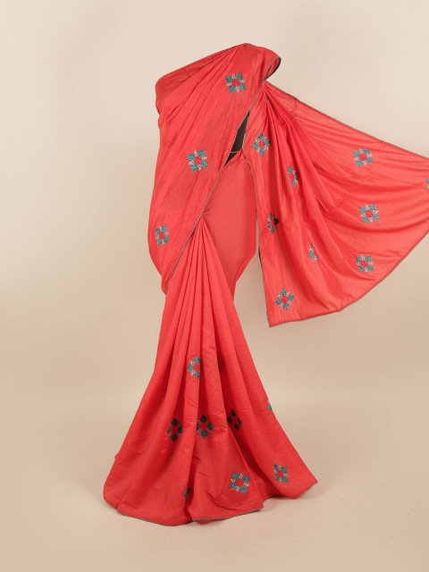 

Pothys Red & Blue Floral Art Silk Saree