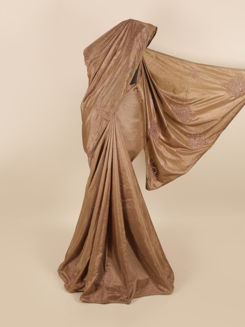 

Pothys Brown & Grey Embellished Art Silk Saree