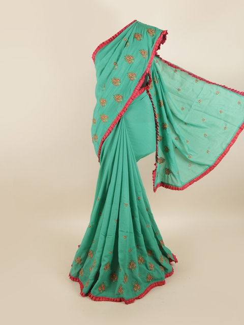 

Pothys Green & Red Embellished Art Silk Saree