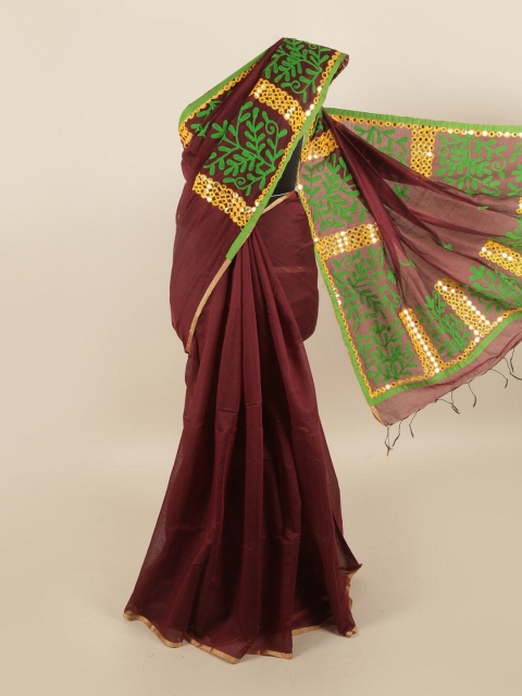 

Pothys Maroon & Green Floral Saree