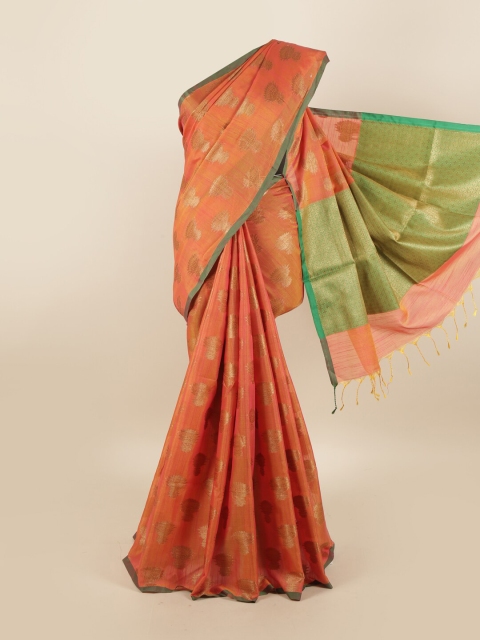 

Pothys Orange & Gold-Toned Woven Design Zari Saree