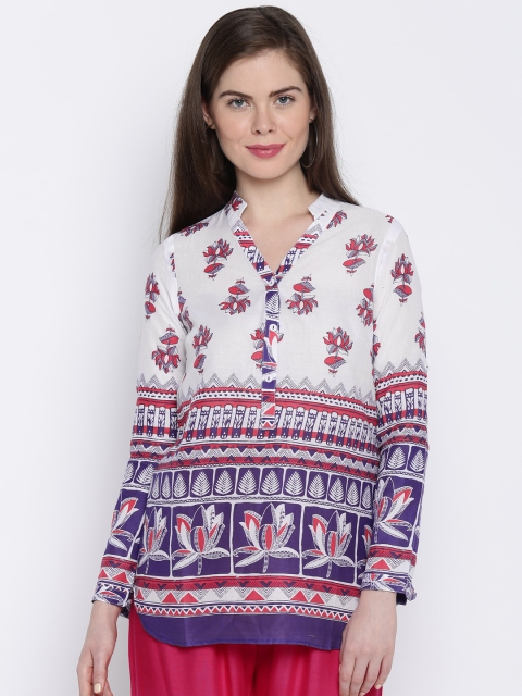 

AKKRITI BY PANTALOONS Women White Printed Straight Kurta
