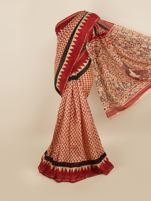 

Pothys Beige & Red Paisley Printed Zari Saree