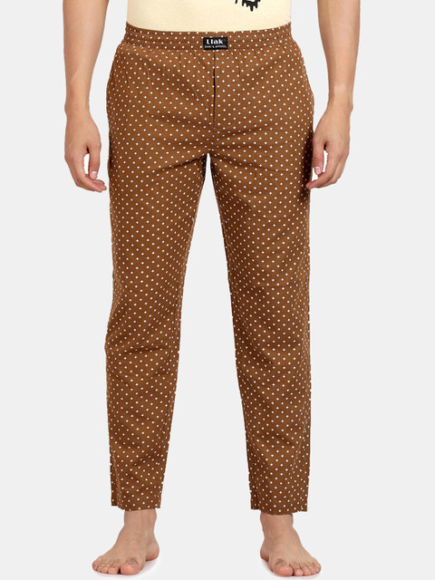 

Llak Jeans Men Brown & White Printed Relaxed-Fit Lounge Pants