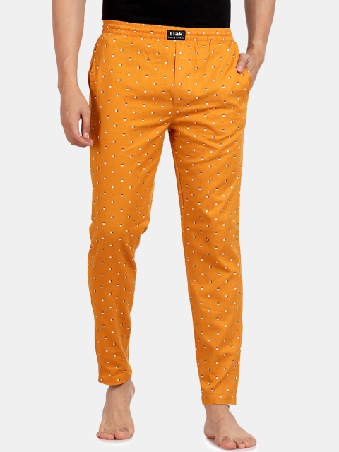 

Llak Jeans Men Orange & White Printed Mid-Rise Lounge Pants