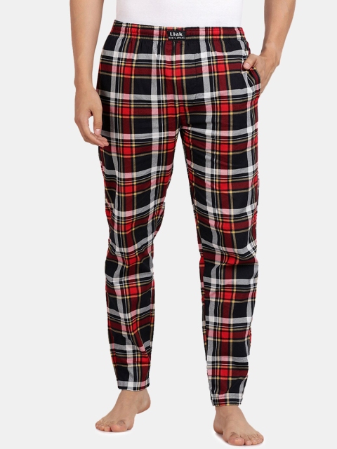 

Llak Jeans Men Black & Red Checked Cotton Lounge Pants