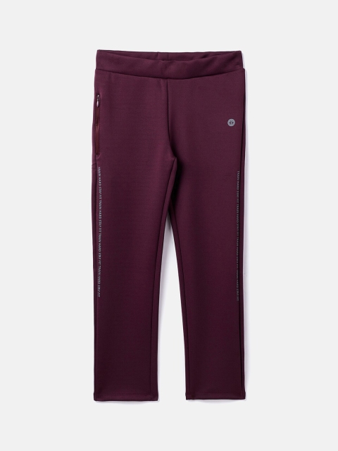 

Crimsoune Club Girls Maroon Solid Straight-Fit Track Pants