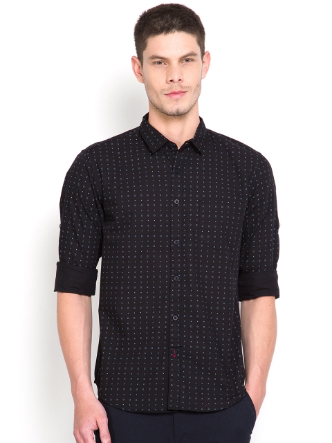 

HIGHLANDER Men Black Slim Fit Printed Casual Shirt