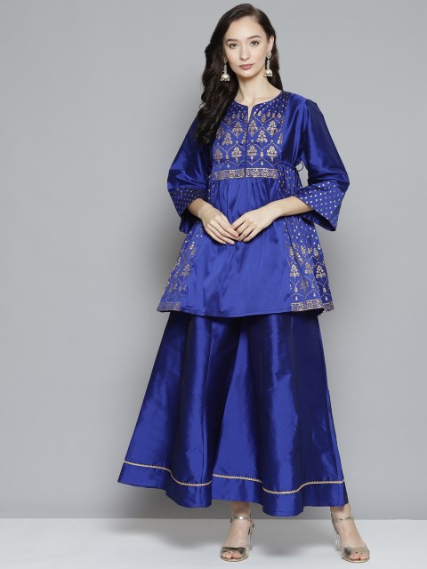 

Bhama Couture Women Blue Ethnic Motifs Empire Top with Palazzos