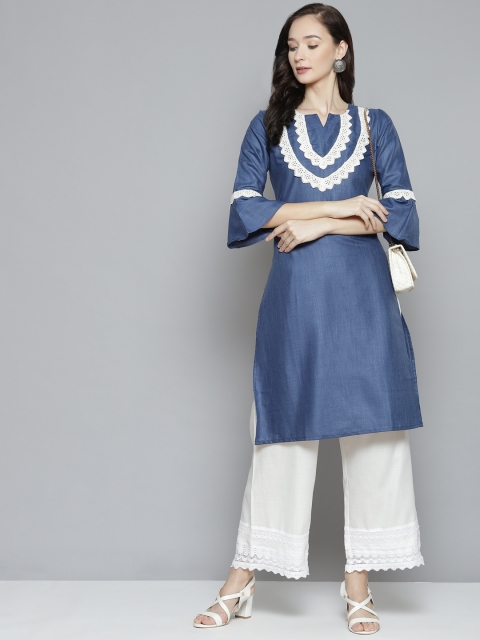 

Bhama Couture Women Blue Regular Kurta with Palazzos