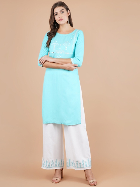 

PNEHA Women Blue Regular Kurti with Palazzos