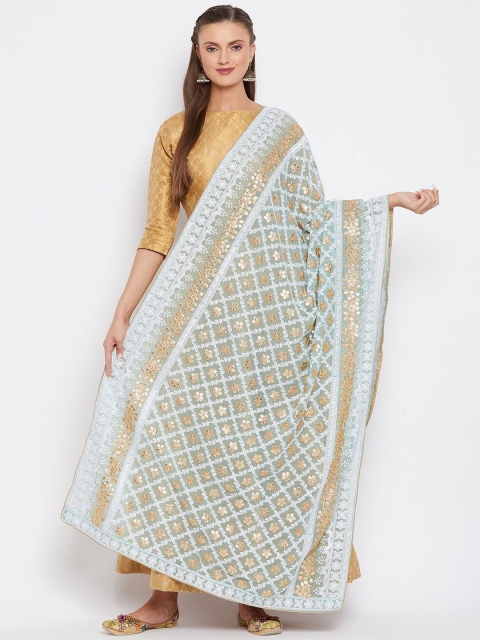 

Clora Creation Green & Gold-Toned Embroidered Dupatta with Gotta Patti