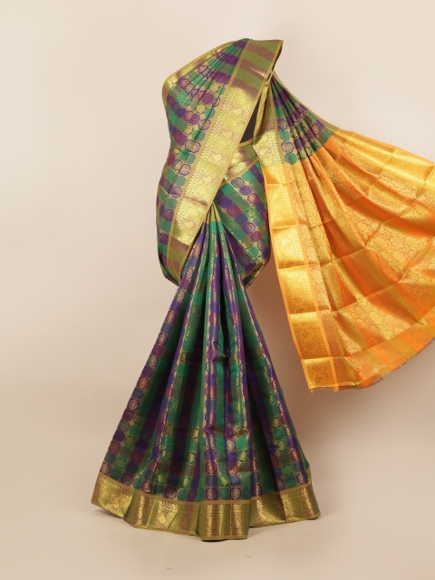 

Pothys Green & Purple Woven Design Pure Silk Saree
