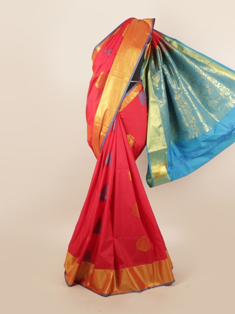 

Pothys Red & Gold-Toned Ethnic Motifs Zari Pure Silk Saree