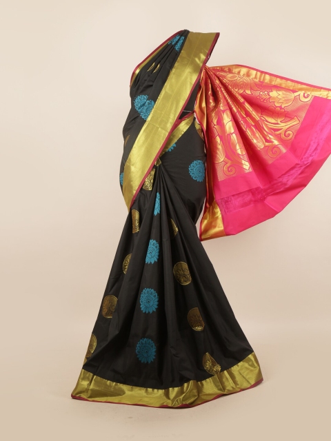 

Pothys Black & Gold-Toned Ethnic Motifs Pure Silk Saree