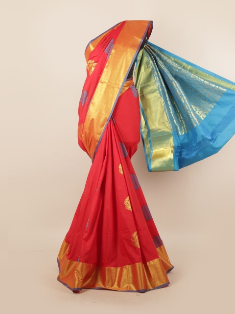 

Pothys Red & Gold-Toned Woven Design Pure Silk Saree