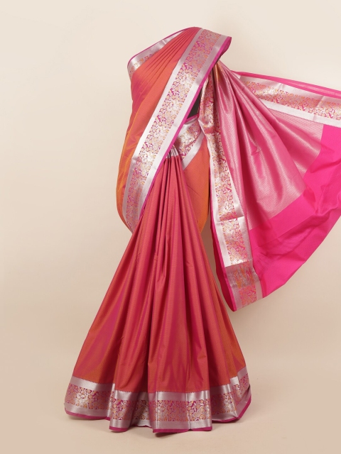 

Pothys Rust & Silver-Toned Woven Design Zari Pure Silk Saree