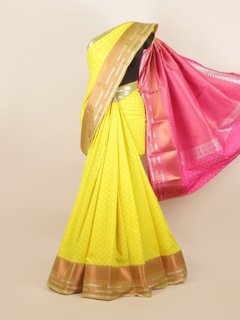 

Pothys Yellow & Pink Woven Design Pure Silk Saree