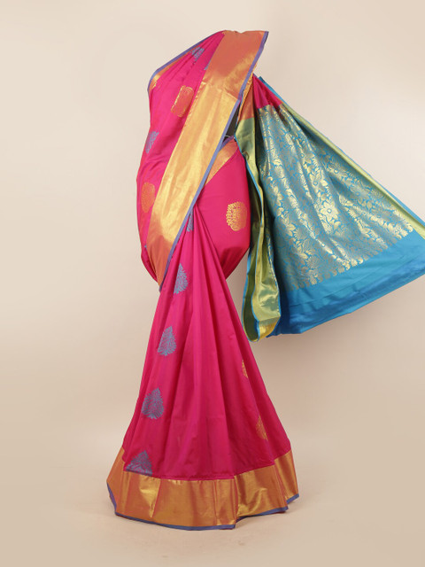 

Pothys Pink & Blue Ethnic Motifs Pure Silk Saree
