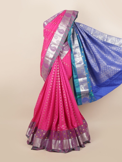 

Pothys Pink & Blue Ethnic Motifs Pure Silk Saree