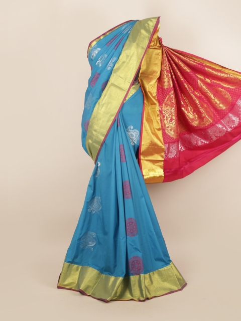 

Pothys Blue & Pink Ethnic Motifs Pure Silk Saree