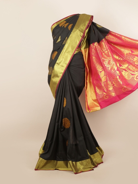

Pothys Black & Pink Ethnic Motifs Pure Silk Saree