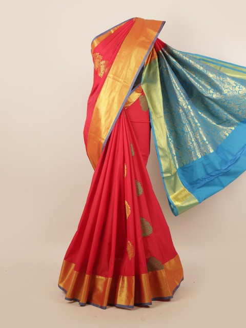 

Pothys Red & Blue Ethnic Motifs Pure Silk Saree