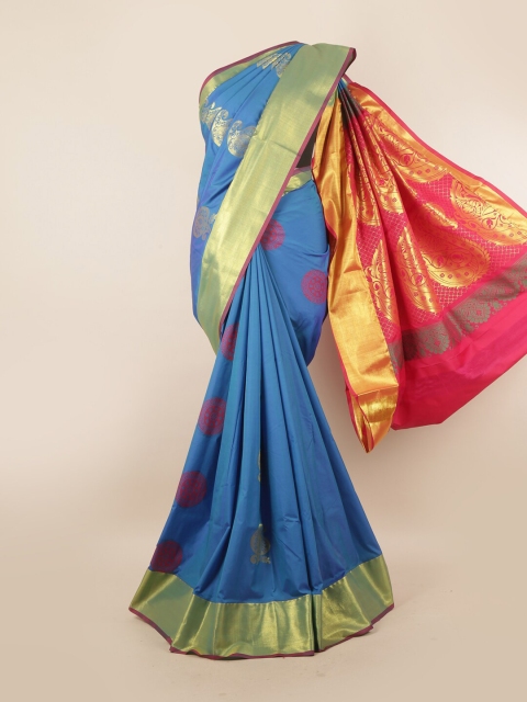 

Pothys Blue & Pink Ethnic Motifs Pure Silk Saree