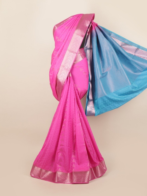 

Pothys Pink & Blue Woven Design Pure Silk Saree