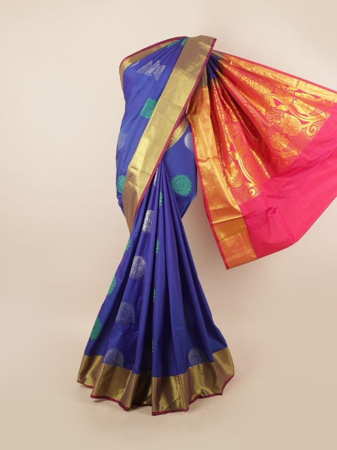 

Pothys Blue & Pink Ethnic Motifs Pure Silk Saree