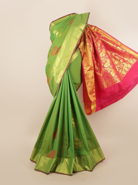 

Pothys Green & Red Woven Design Pure Silk Saree
