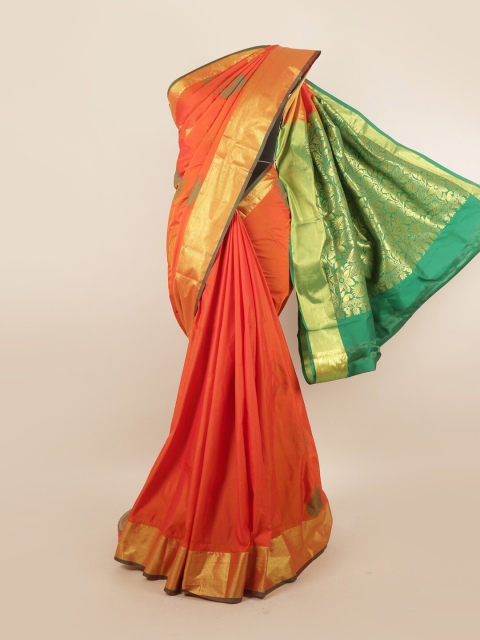 

Pothys Orange & Green Woven Design Pure Silk Saree