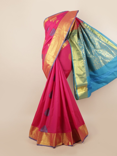 

Pothys Pink & Gold-Toned Woven Design Pure Silk Saree
