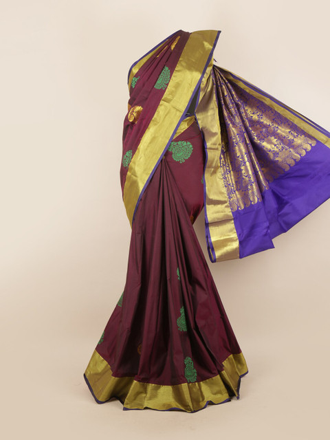 

Pothys Purple & Blue Ethnic Motifs Pure Silk Saree